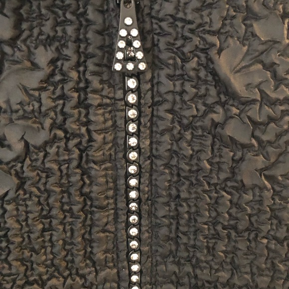 BLACK WHITE ZEBRA CREPE RHINESTONE VEST SMALL EUC - Picture 7 of 8